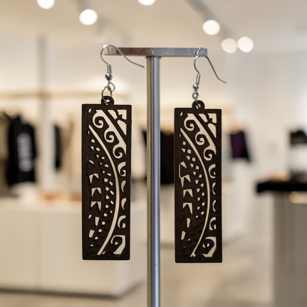 Two Towers ▪︎ Wood Enriched Laser Cut Earringz - Picture 6 of 15